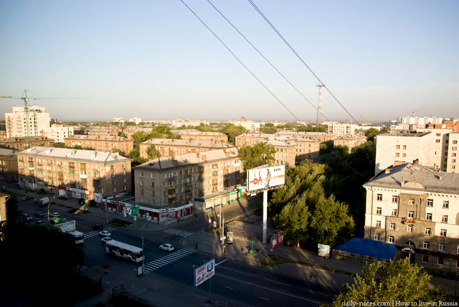 Novosibirsk roof views: NSTU dormitories and Karl Marks avenue